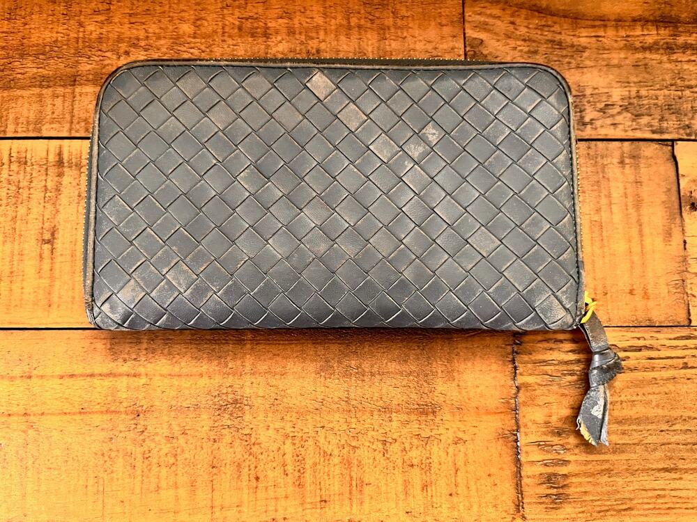 Bottega Veneta Leather Long Wallet Zip Around Intrecciato Long Wallet